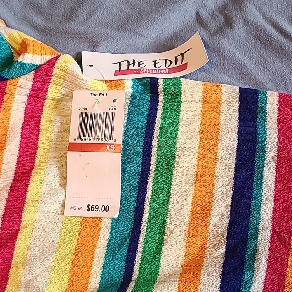 Edit by Seventeen Juniors bodycon striped maxi dress XS cold shoulder NWT - Picture 5 of 11